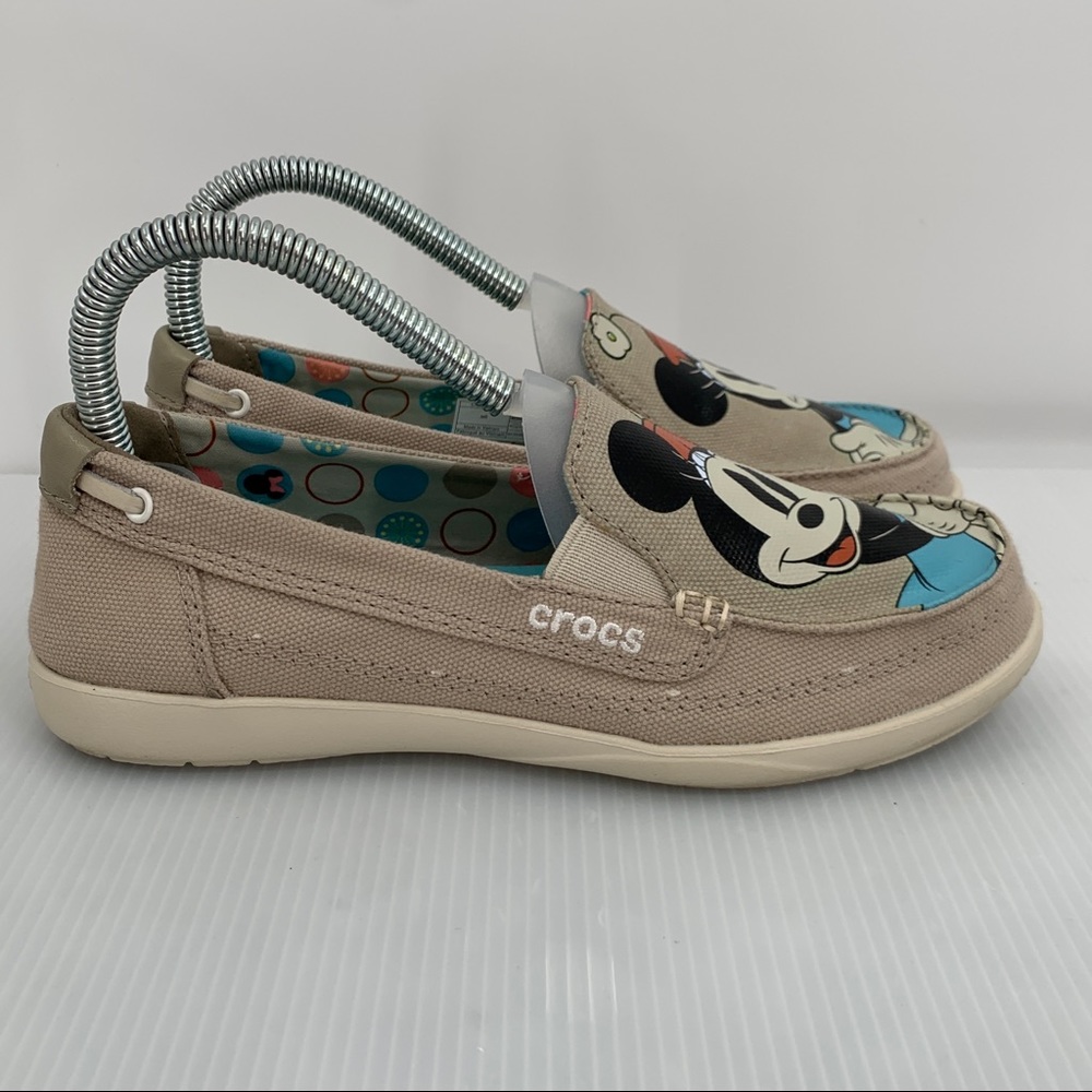 ❤️💙Crocs Walu Minnie Mouse Slip On Canvas Shoes Womens 6